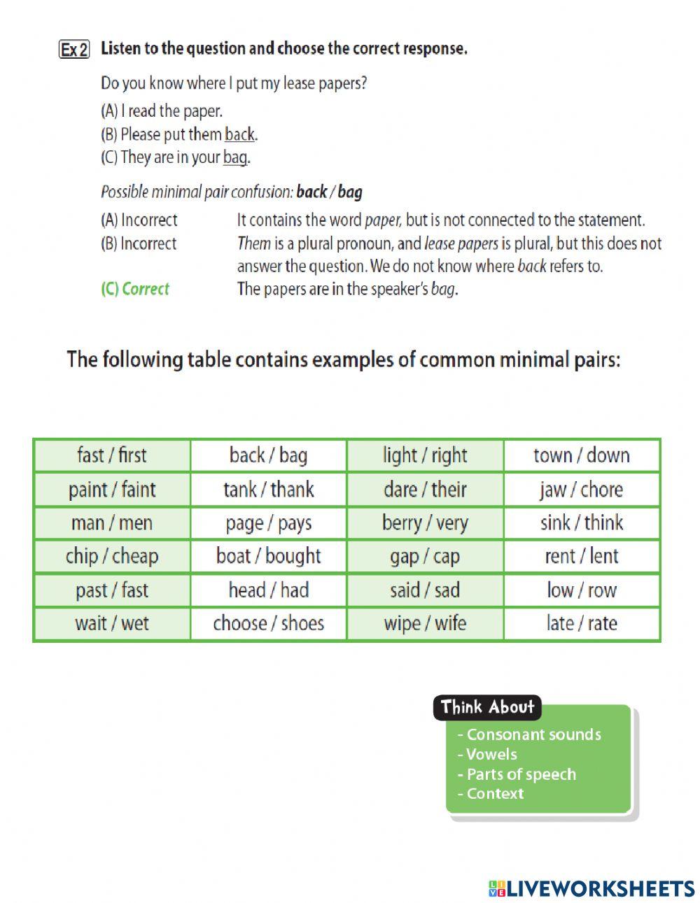 UNIT 11. BUILDING. HOUSING. MINIMAL PAIRS. 