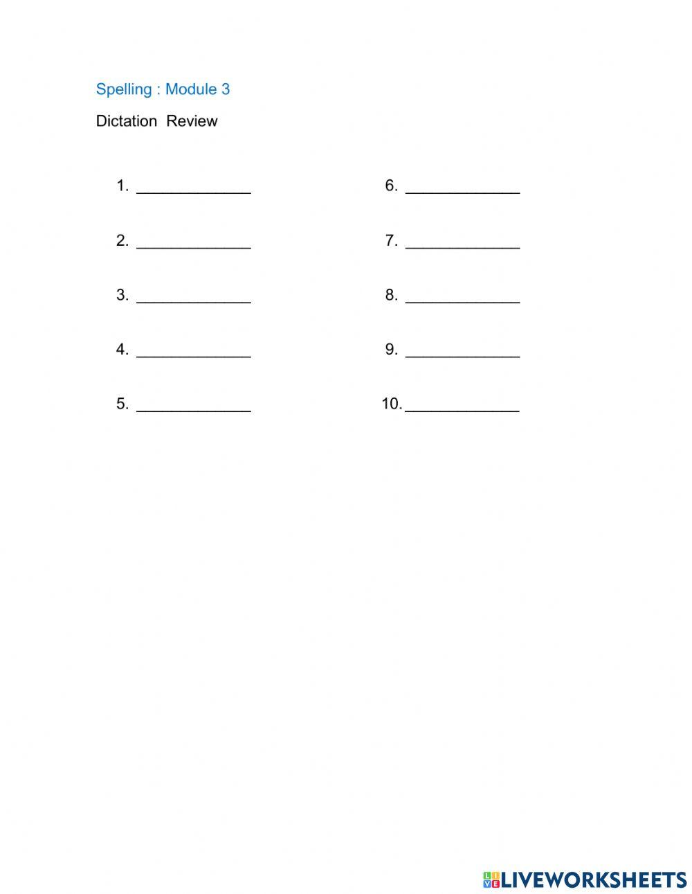 Spelling : Module 3 : Review