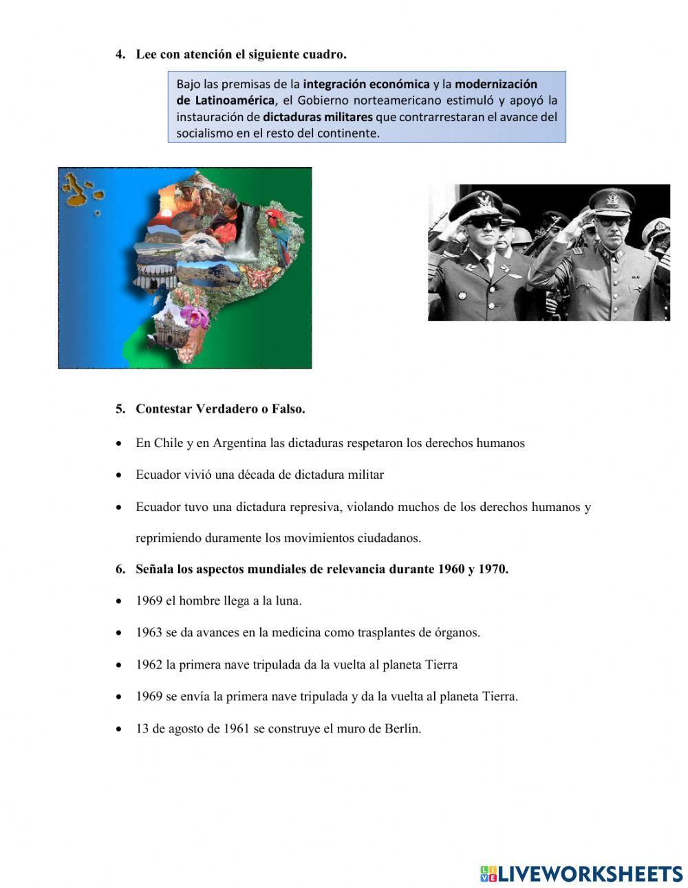 Ecuador y el mundo en 1960 a 1970