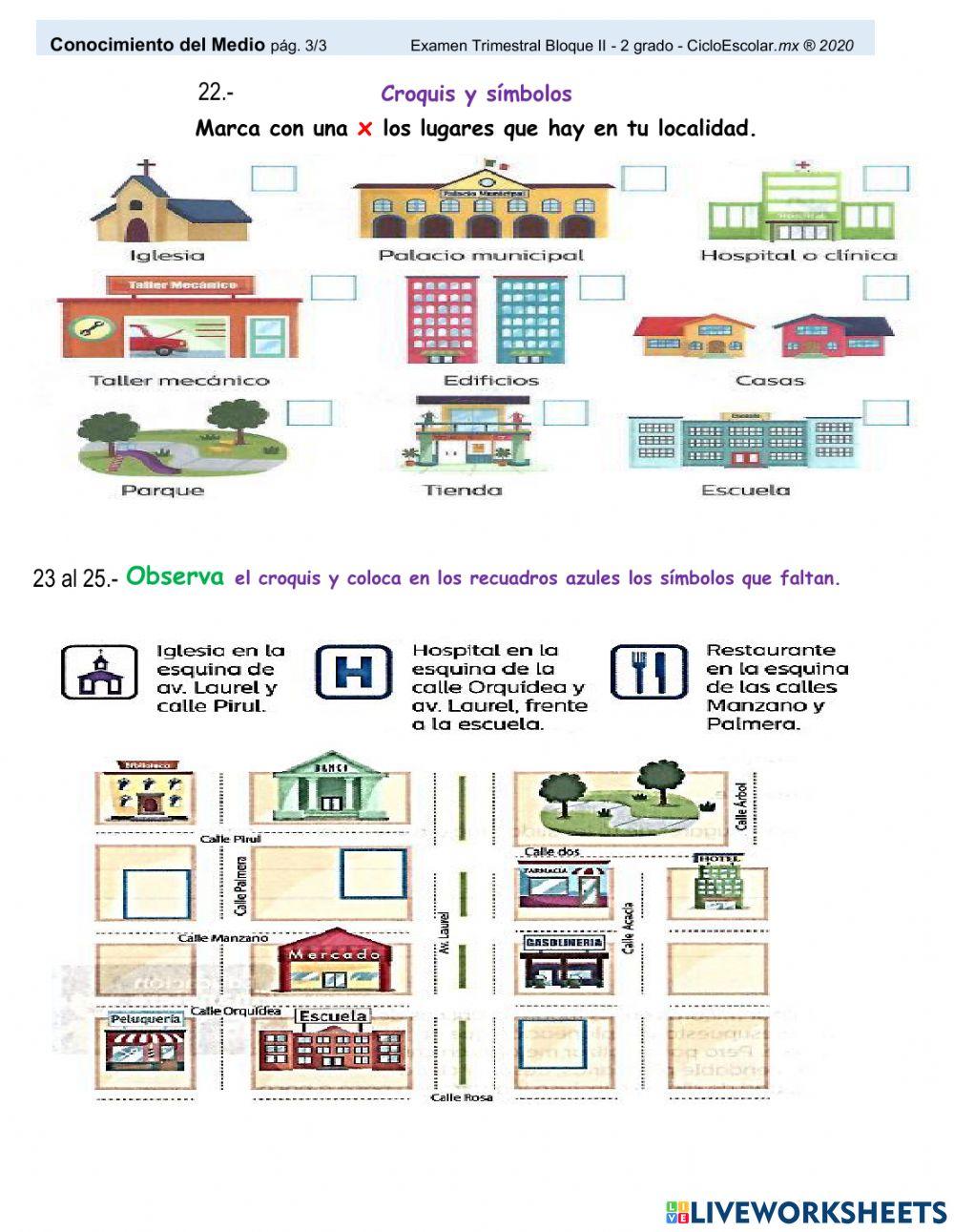 Examen Conocimiento del Medio 2° segundo trimestre
