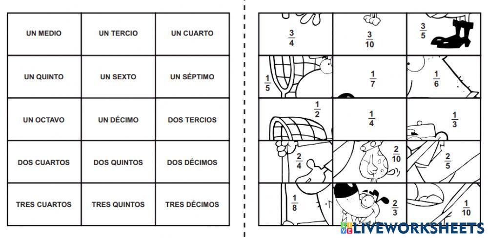 Rompecabezas de fracciones