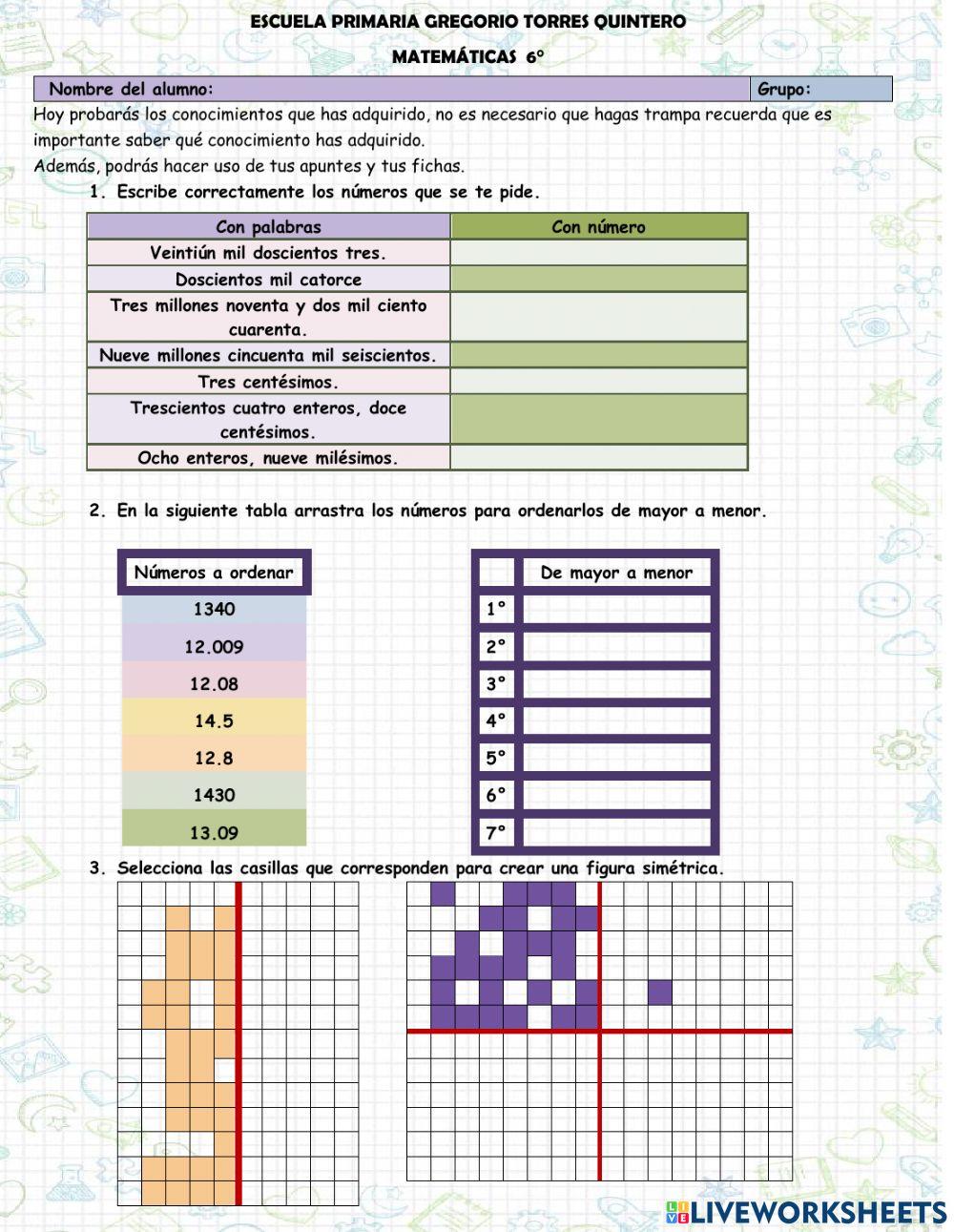 Prueba matemáticas