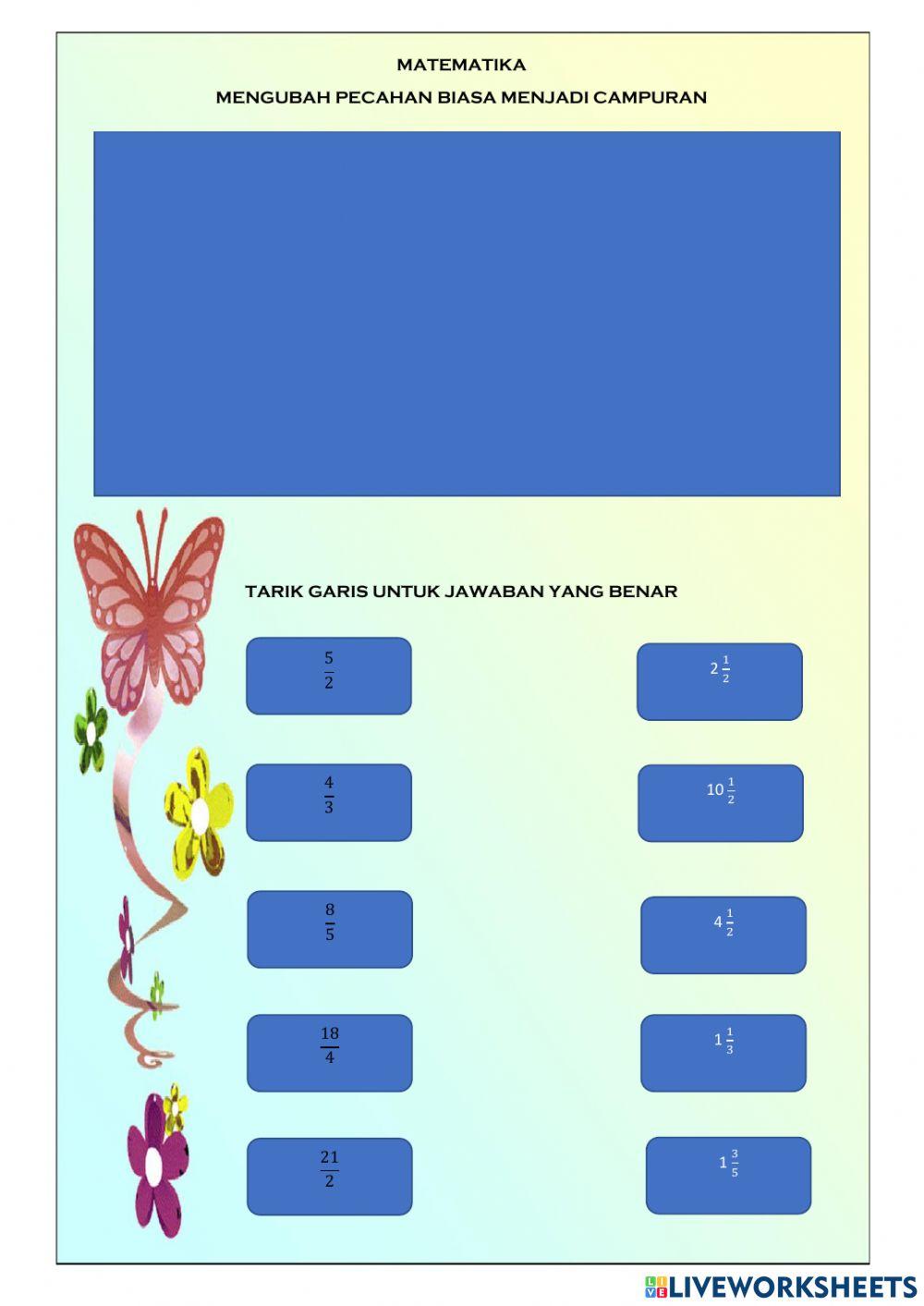 Mengubah pecahan biasa menjadi pecahan campuran