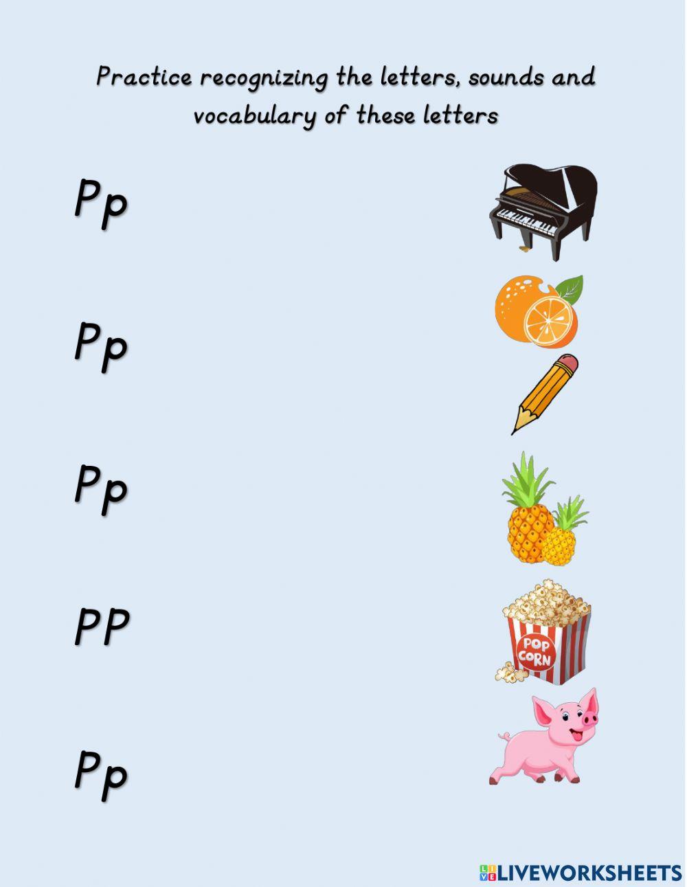 Letter Pp vocabulary