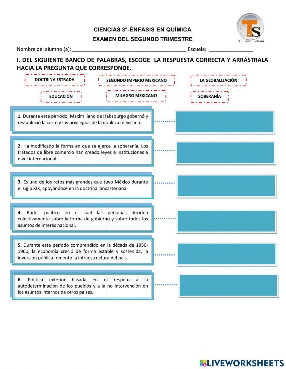 Examen segundo trimestre de historia 3