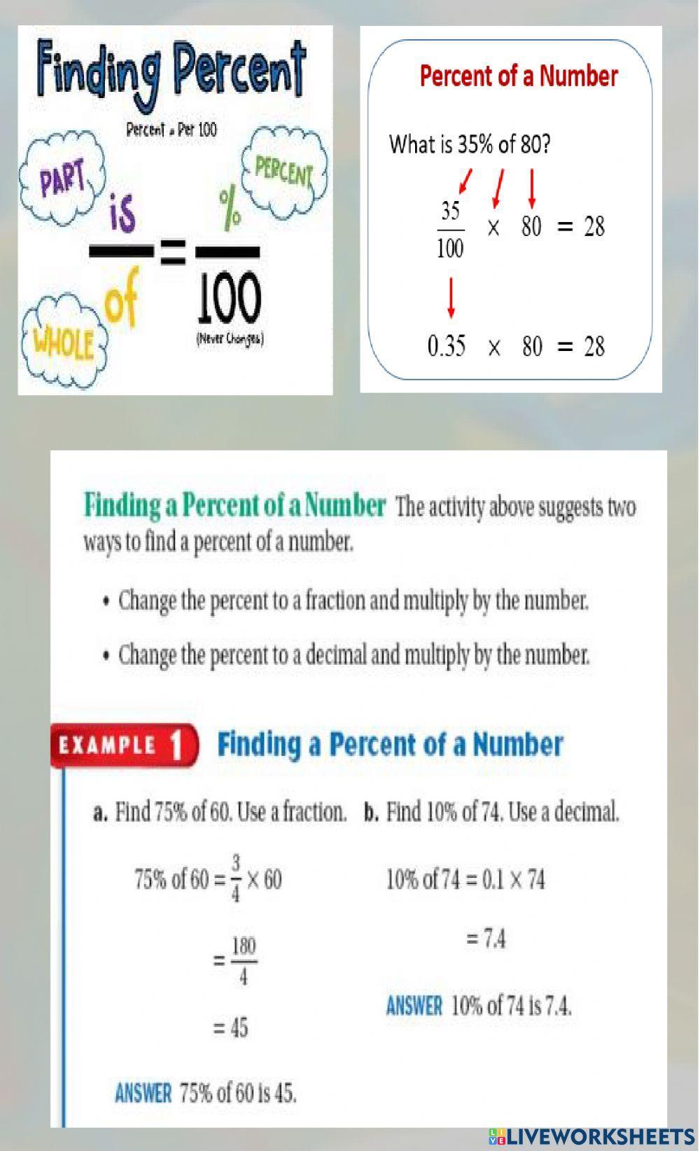 Finding the Percentage of a Number Notes