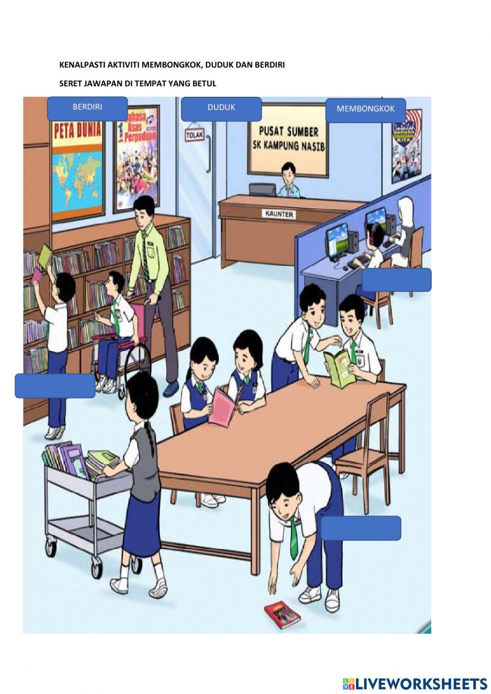 Seret jawapan dan letakkan di petak dengan betul