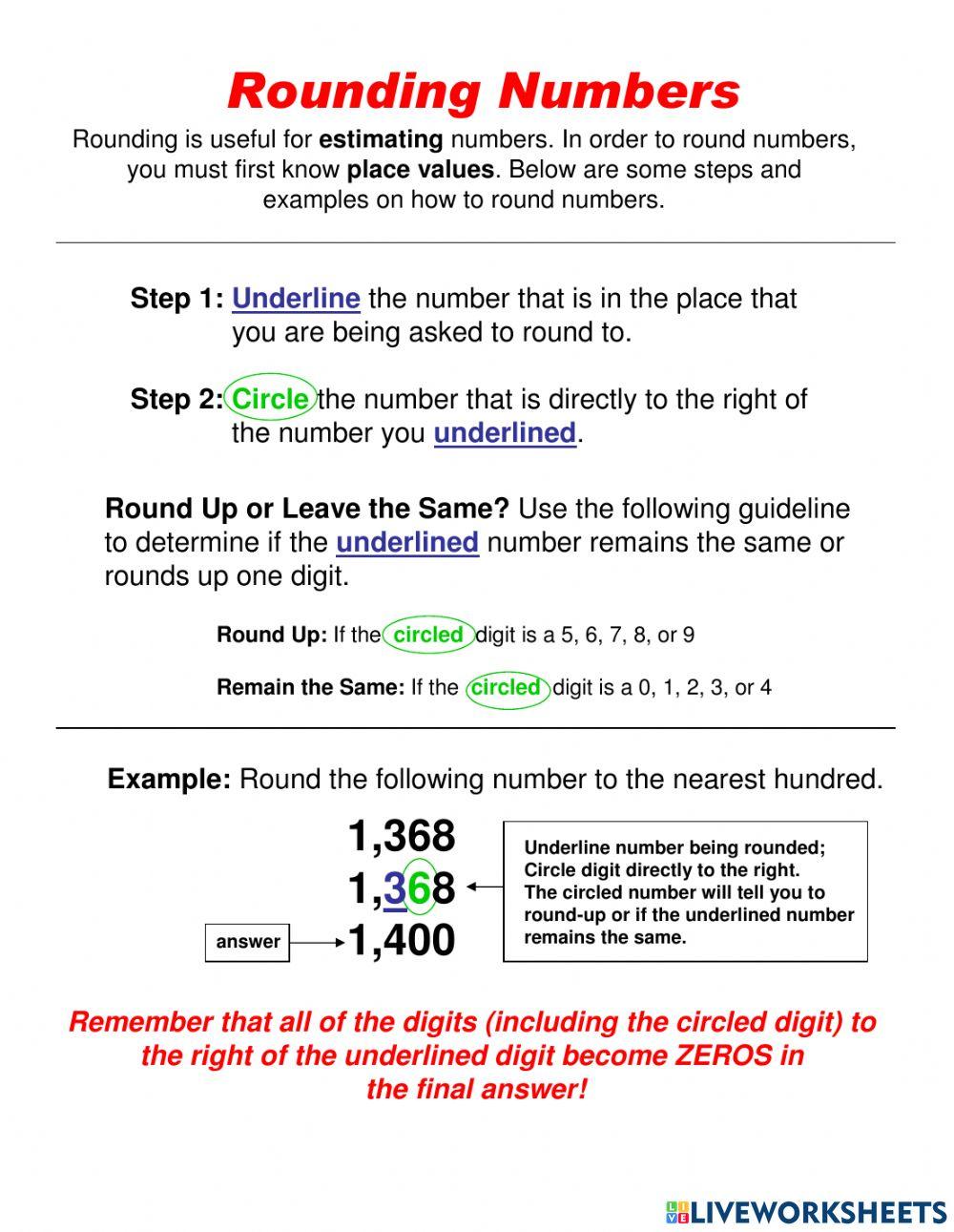 Rounding Numbers Steps