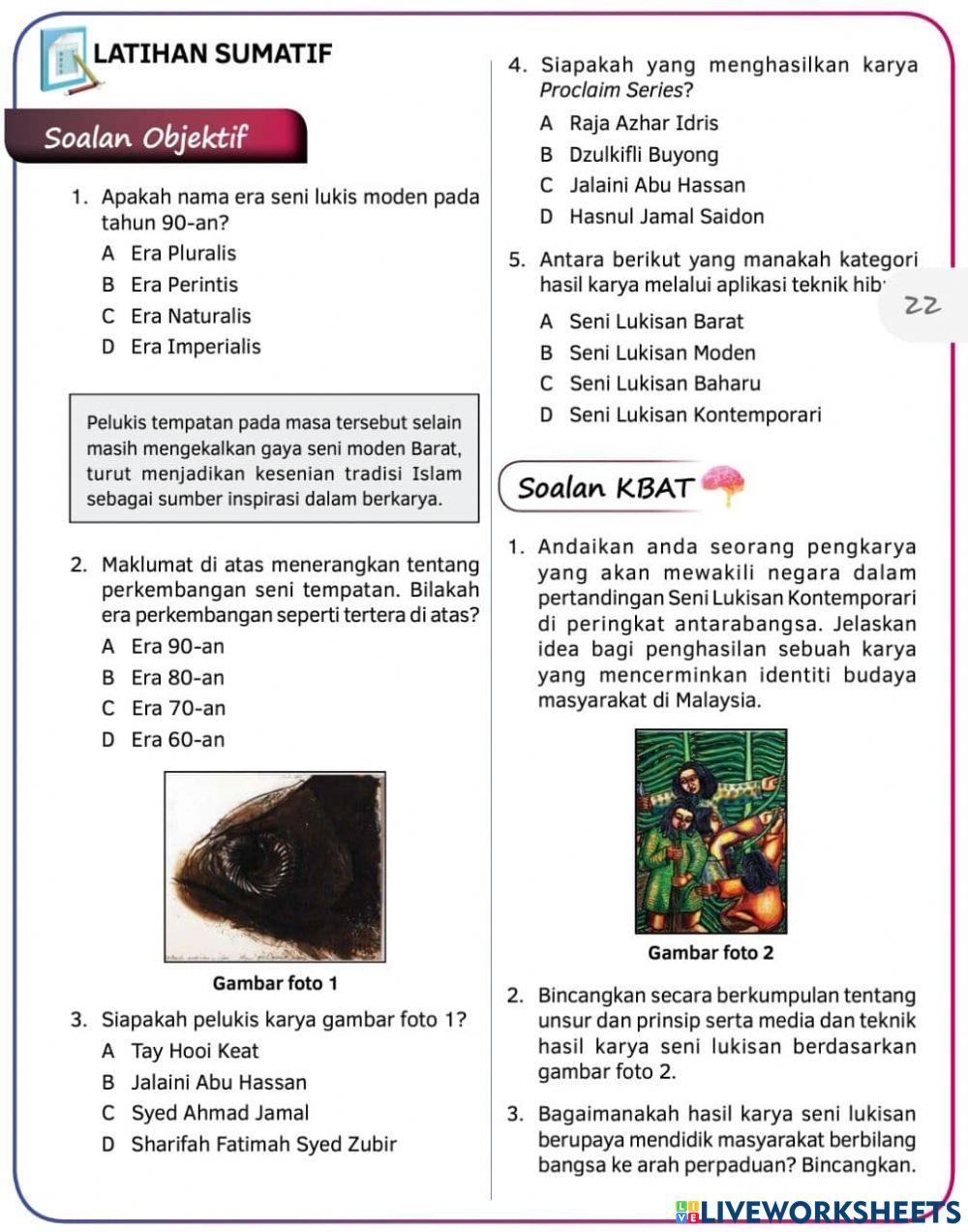 PSV T3 Bab 2 : seni lukisan