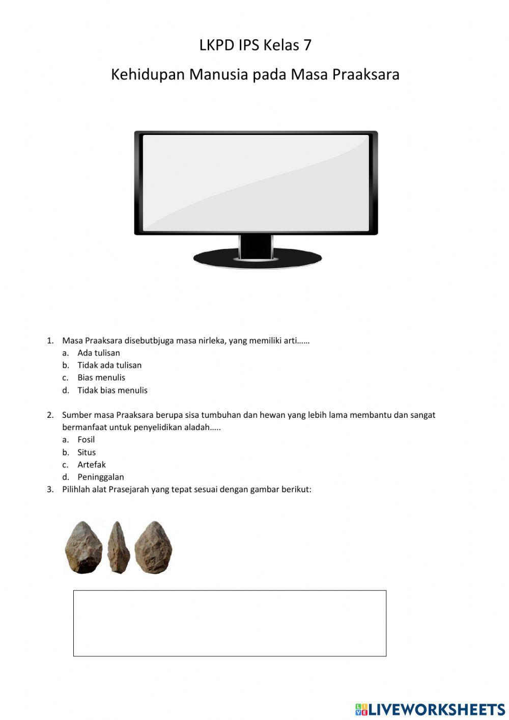 LKPD Kehidupan Manusia pada Masa Praaksara