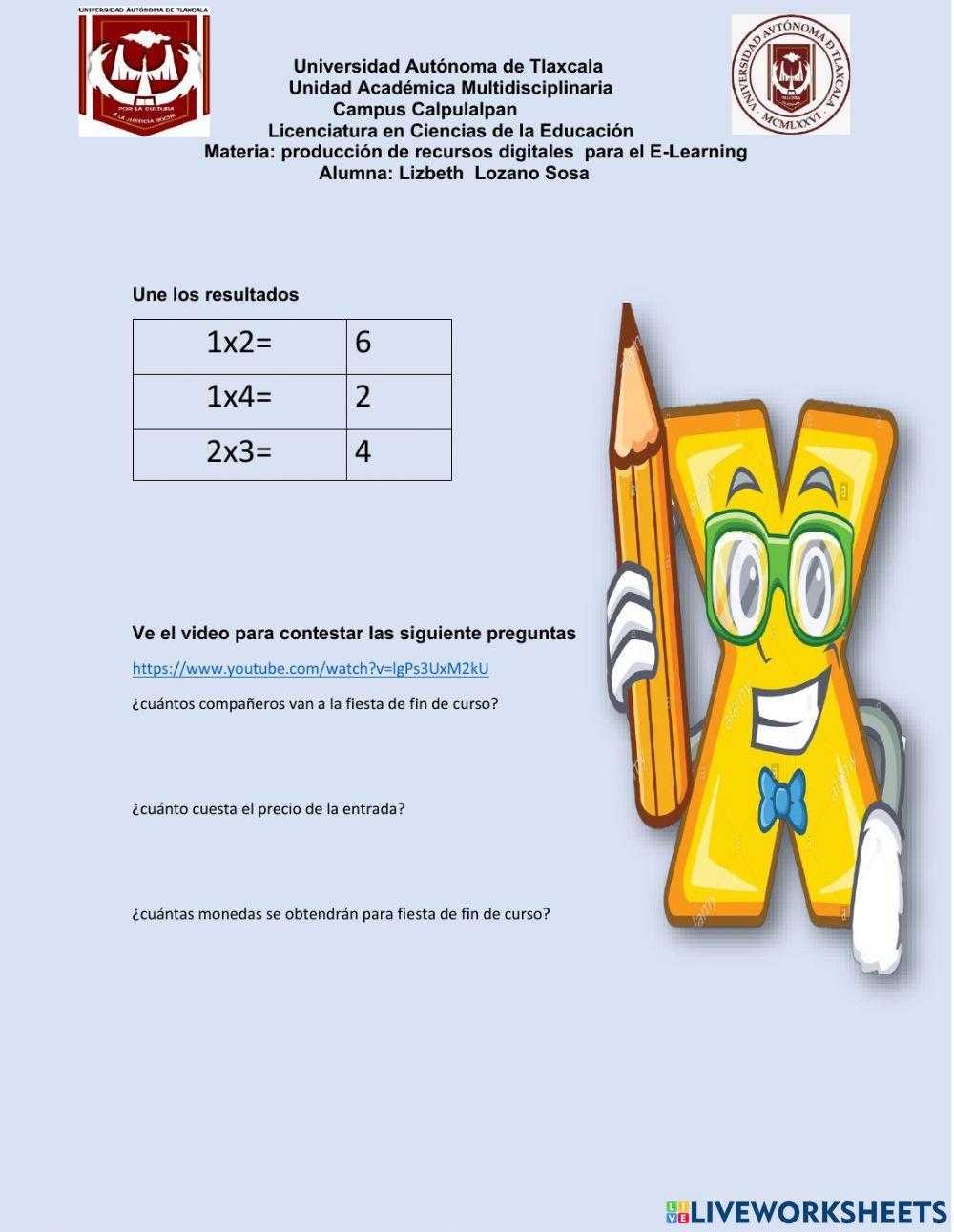 Multiplicación con números naturales menor que 10