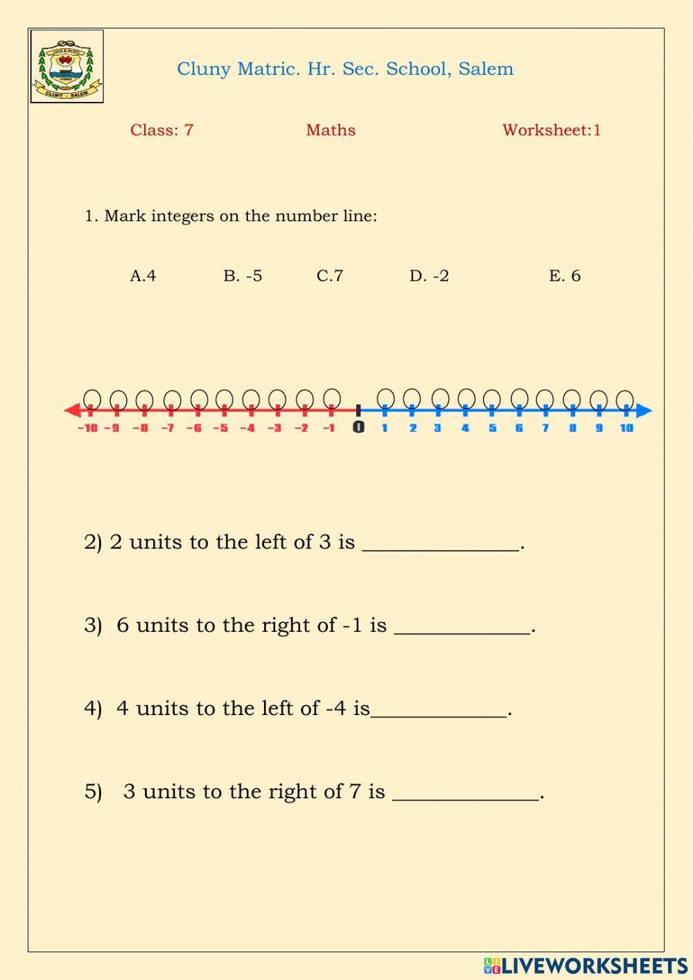 Class 7 Maths Ws 1 0310 | Clunysalem1 | Live