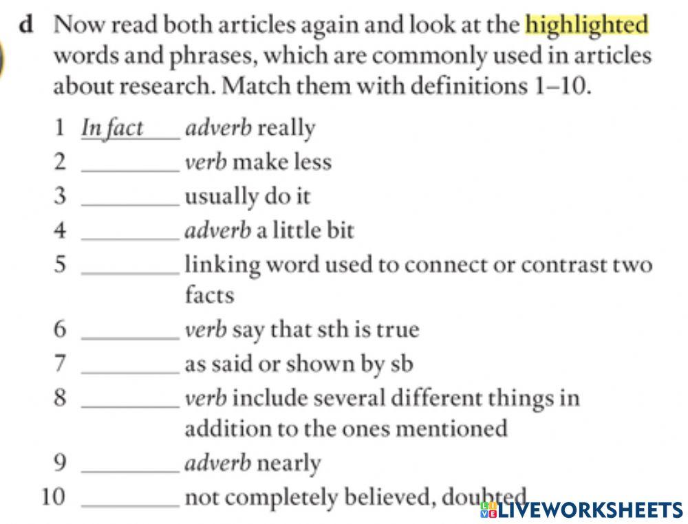 Reading Stereotypes - Page 28- Vocab