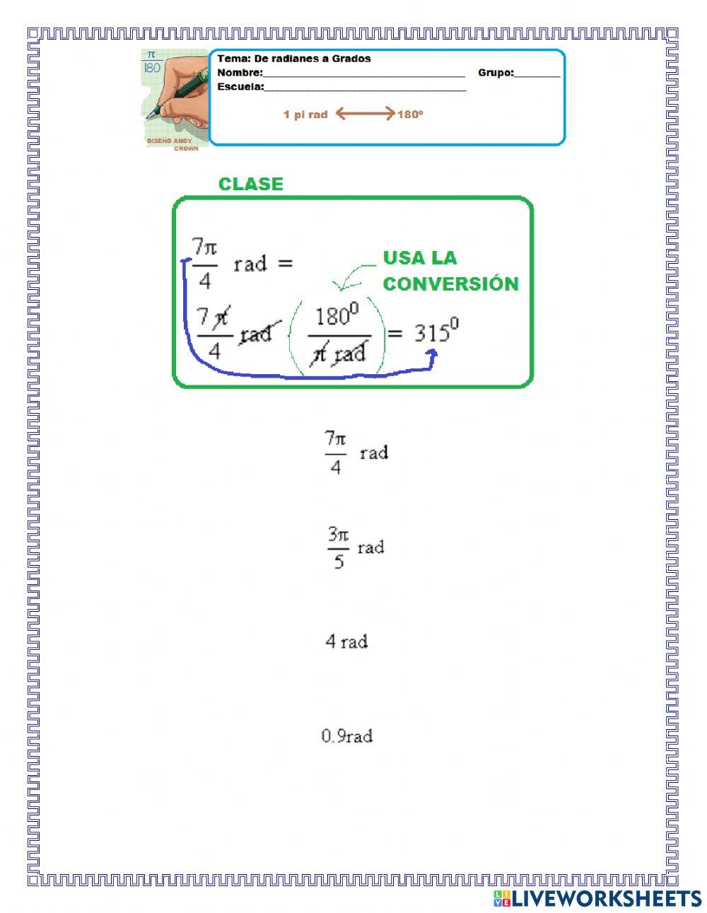 De Radianes a grados