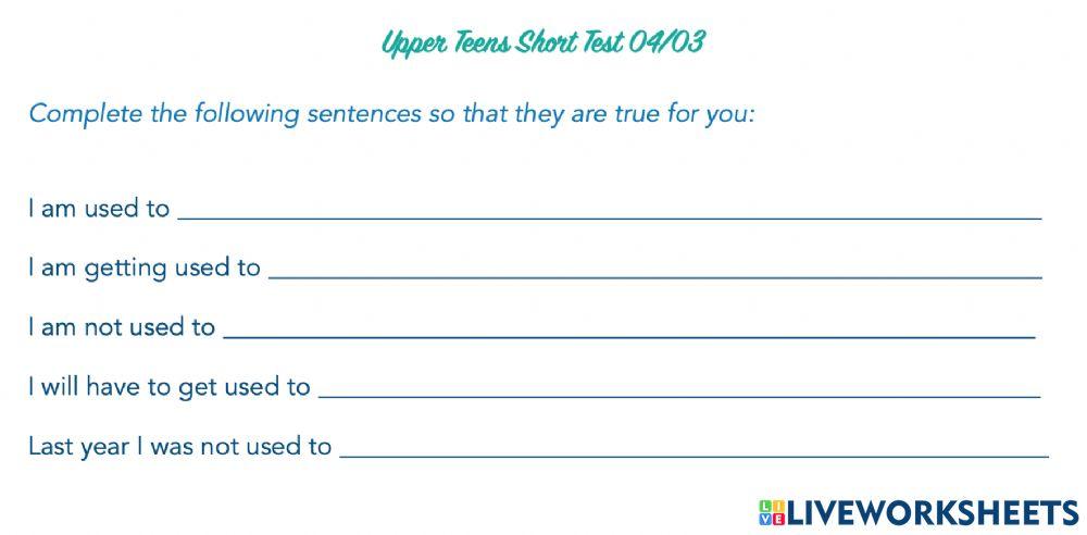 Upper Teens Short Test 04-03