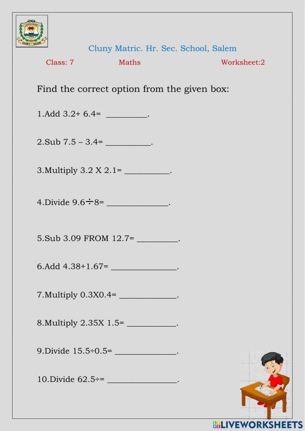 777820 | Class 7 Maths Ws 2 | Clunysalem1