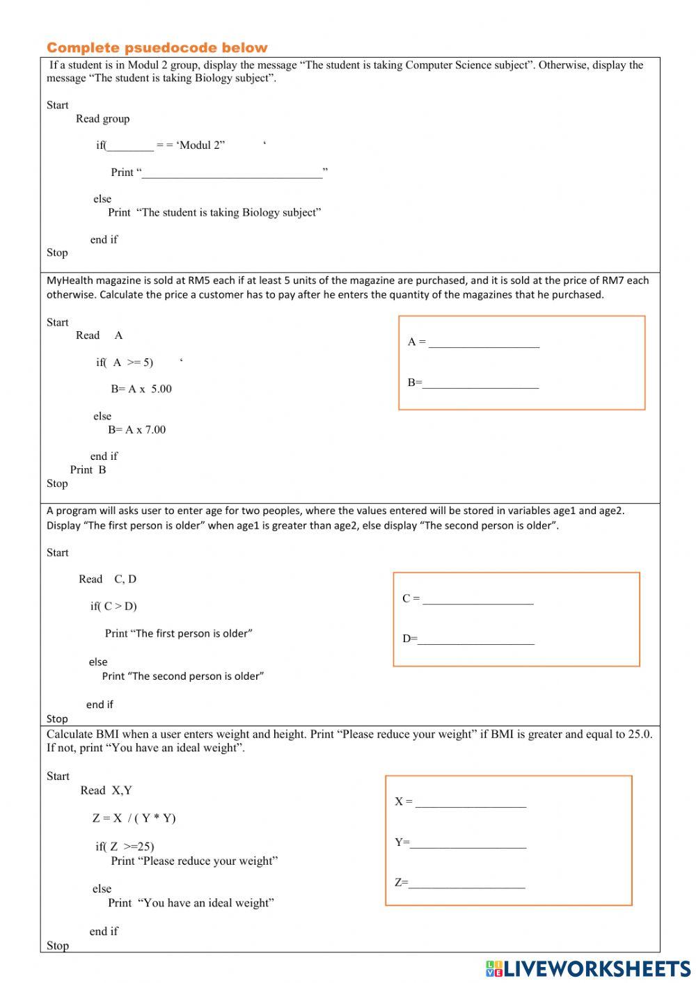 PSUEDOCODE SELECTION P3