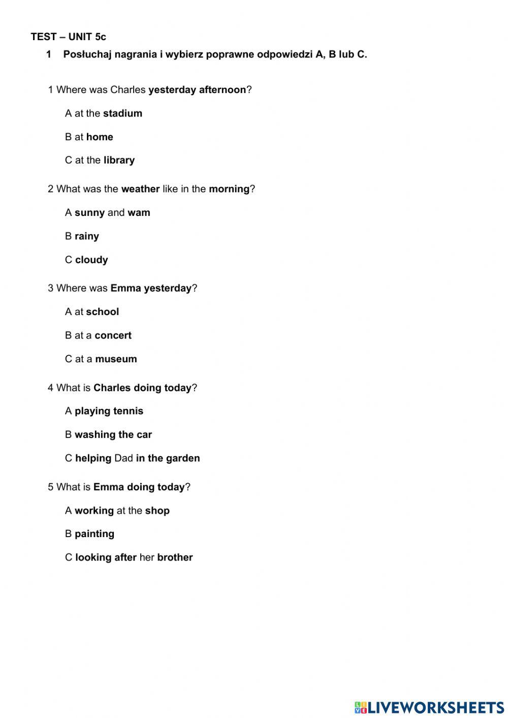 Places in town, was,were