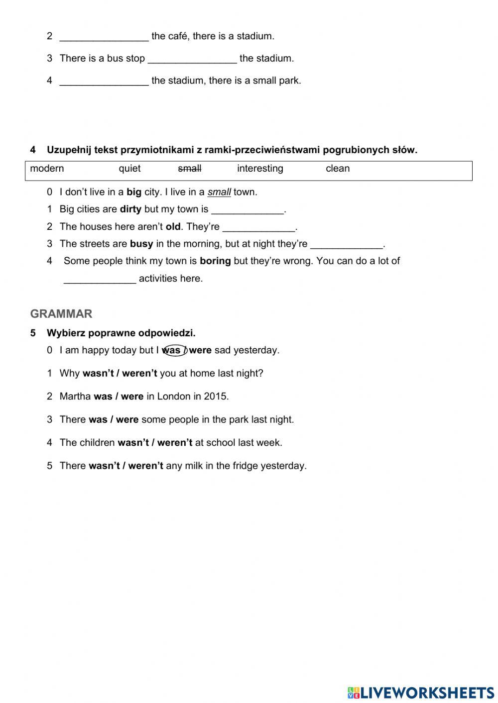 Places in town, was,were