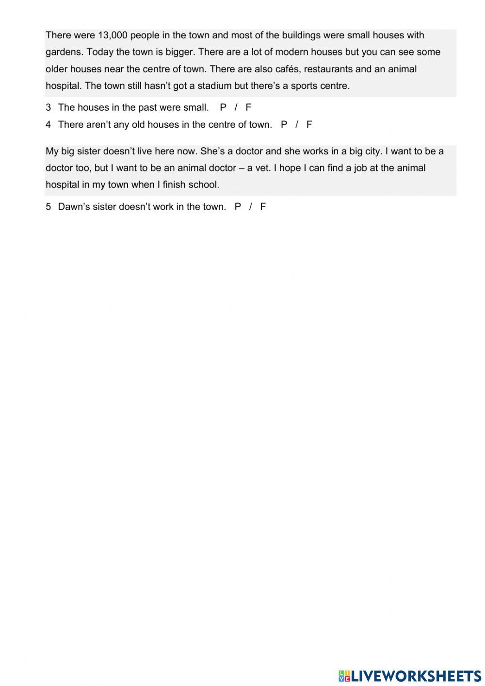 Places in town, was,were