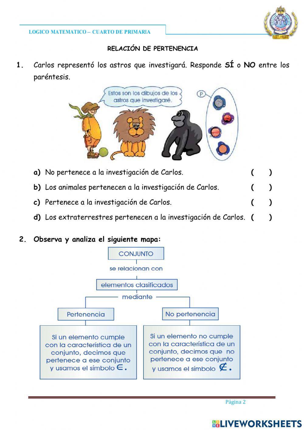 Relación de inclusión y pertenencia