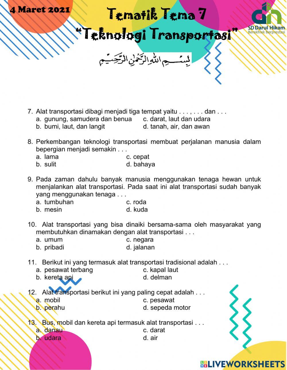 LKS Tematik Tema 7 - Teknologi Transportasi