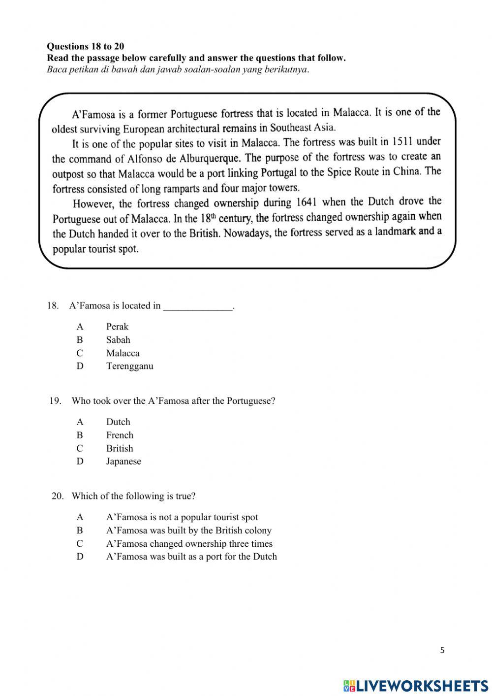 Paper 1 section a upsr