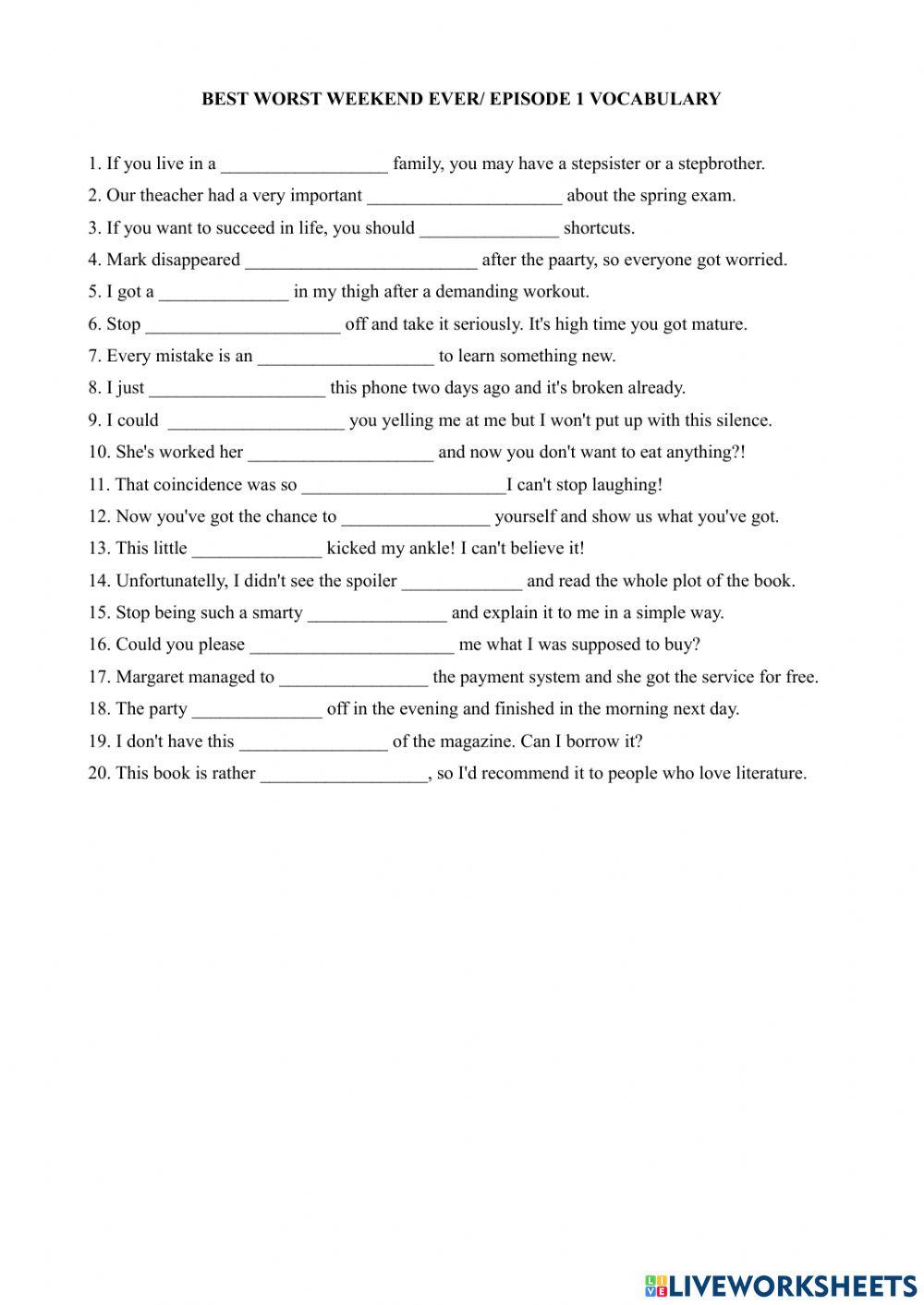 Best worst weekend ever episode 1