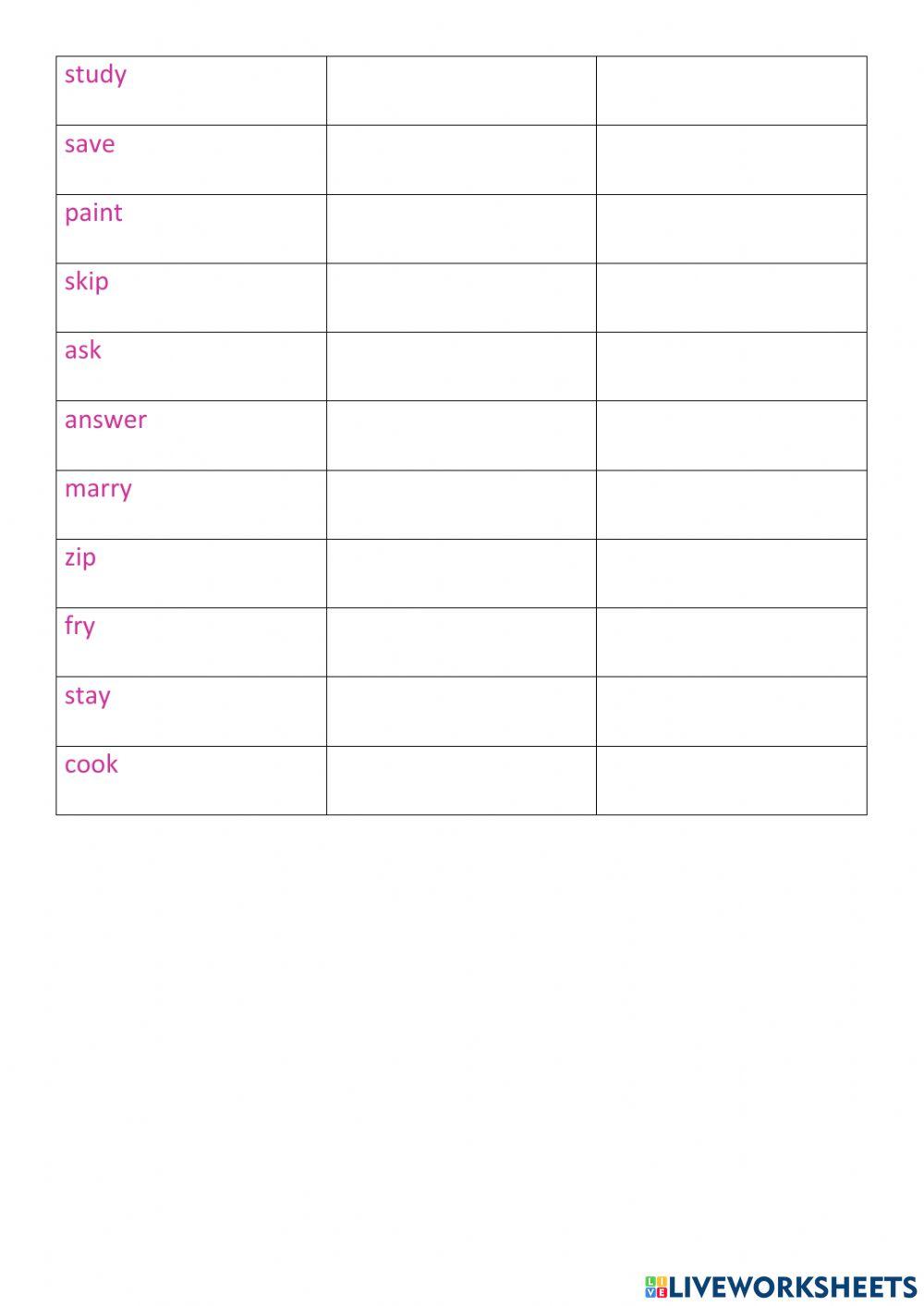Past simple regular verbs