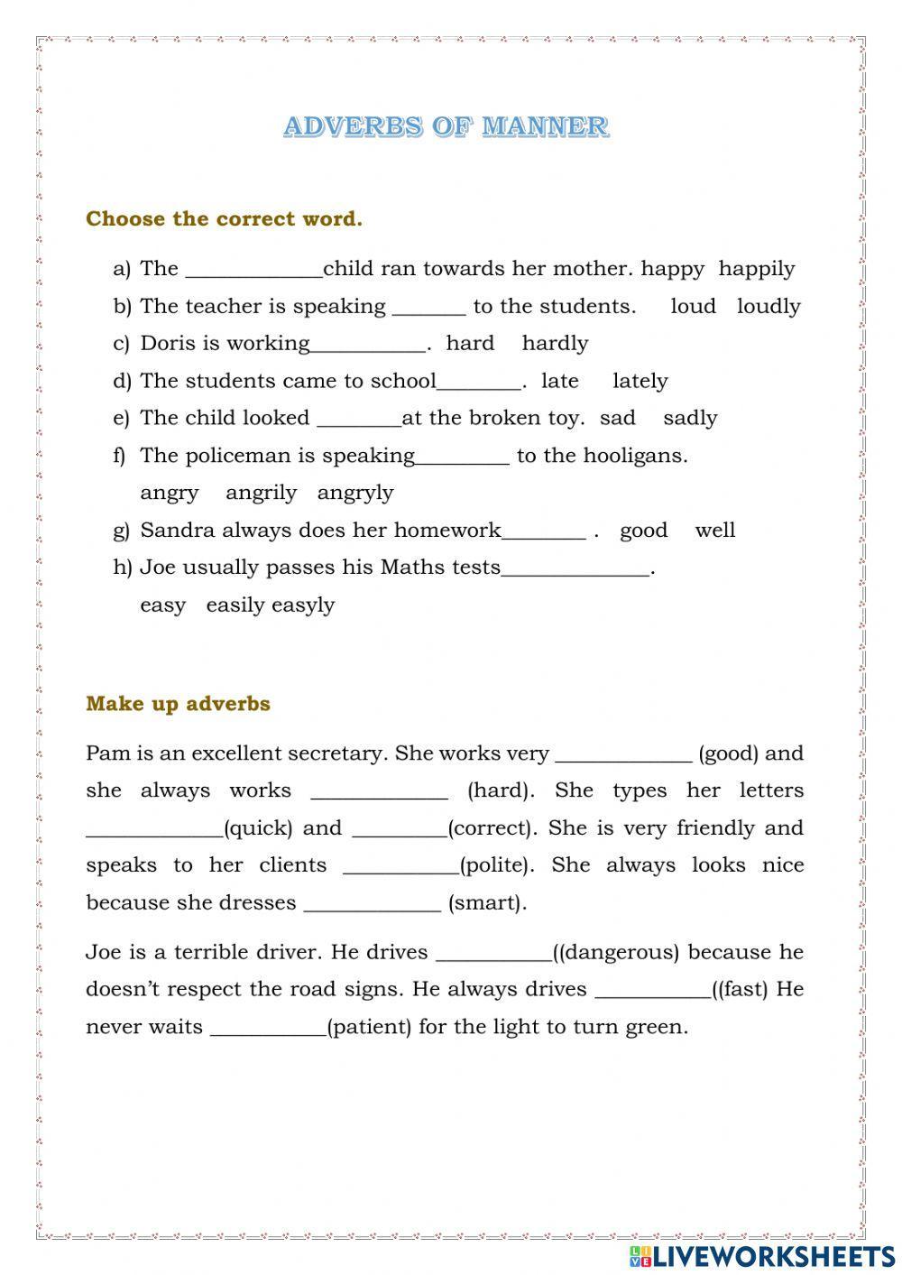 Adverbs of manner