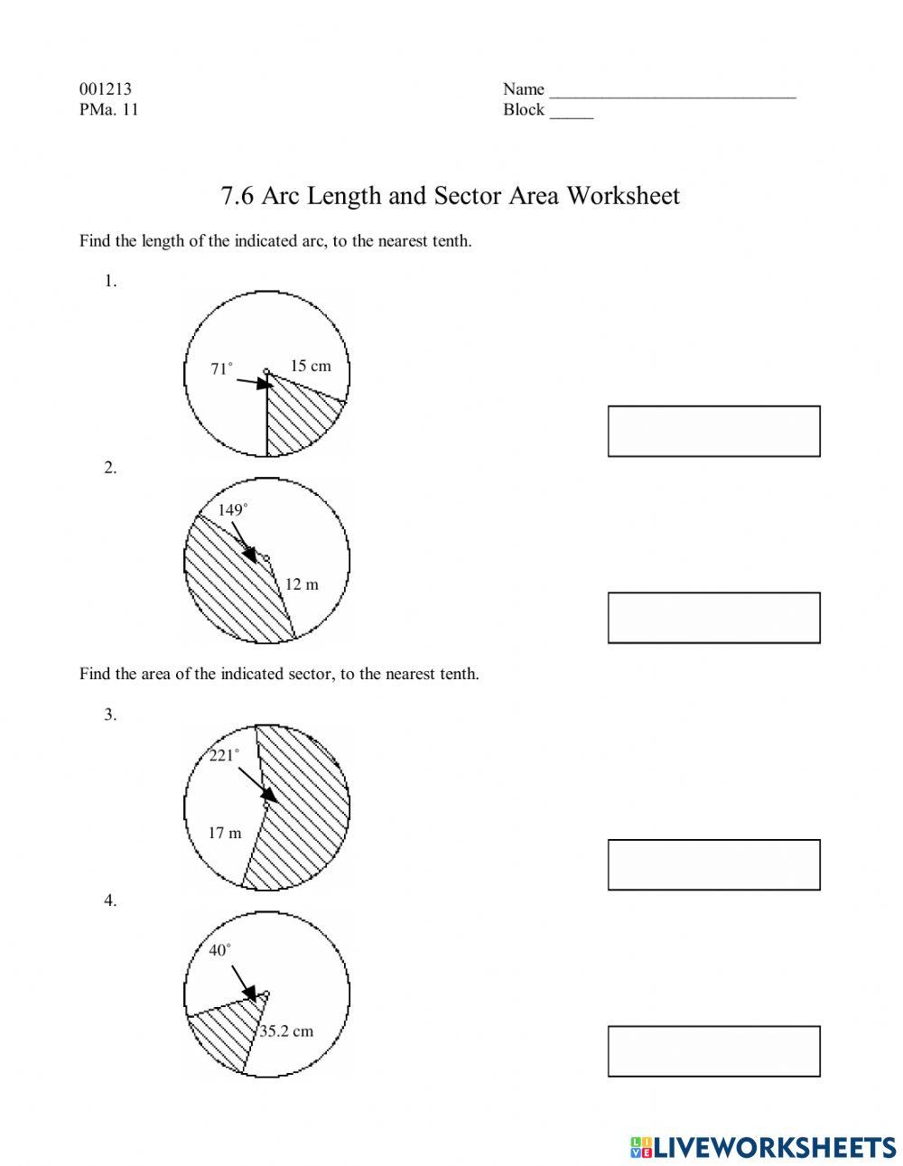 778501 Arc Length and Sector Area cgrant