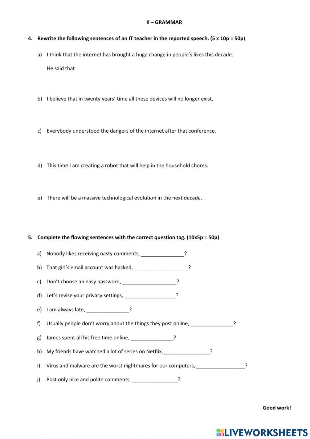 Vocabulary - GrammarTest