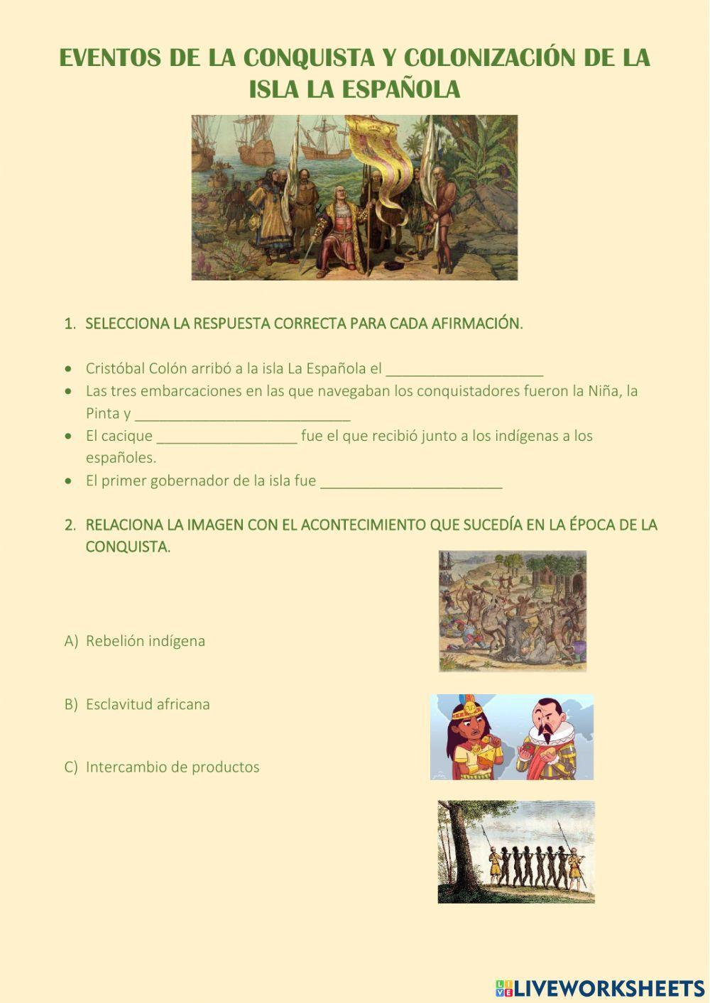 Eventos de la conquista y colonización de la isla la española