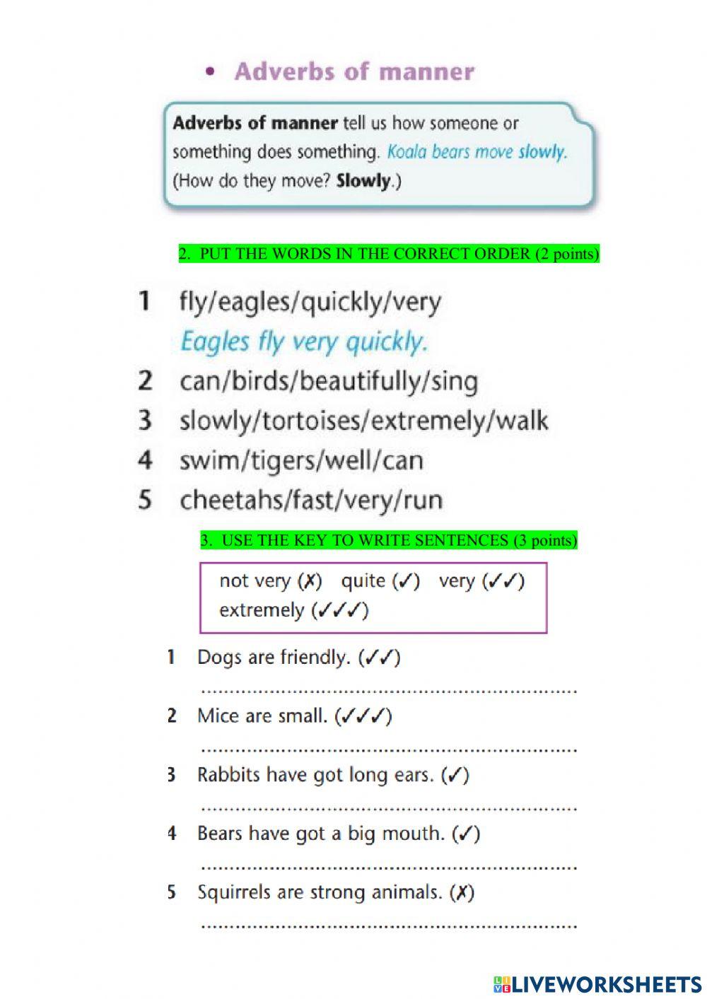 Adverbs of degree and manner
