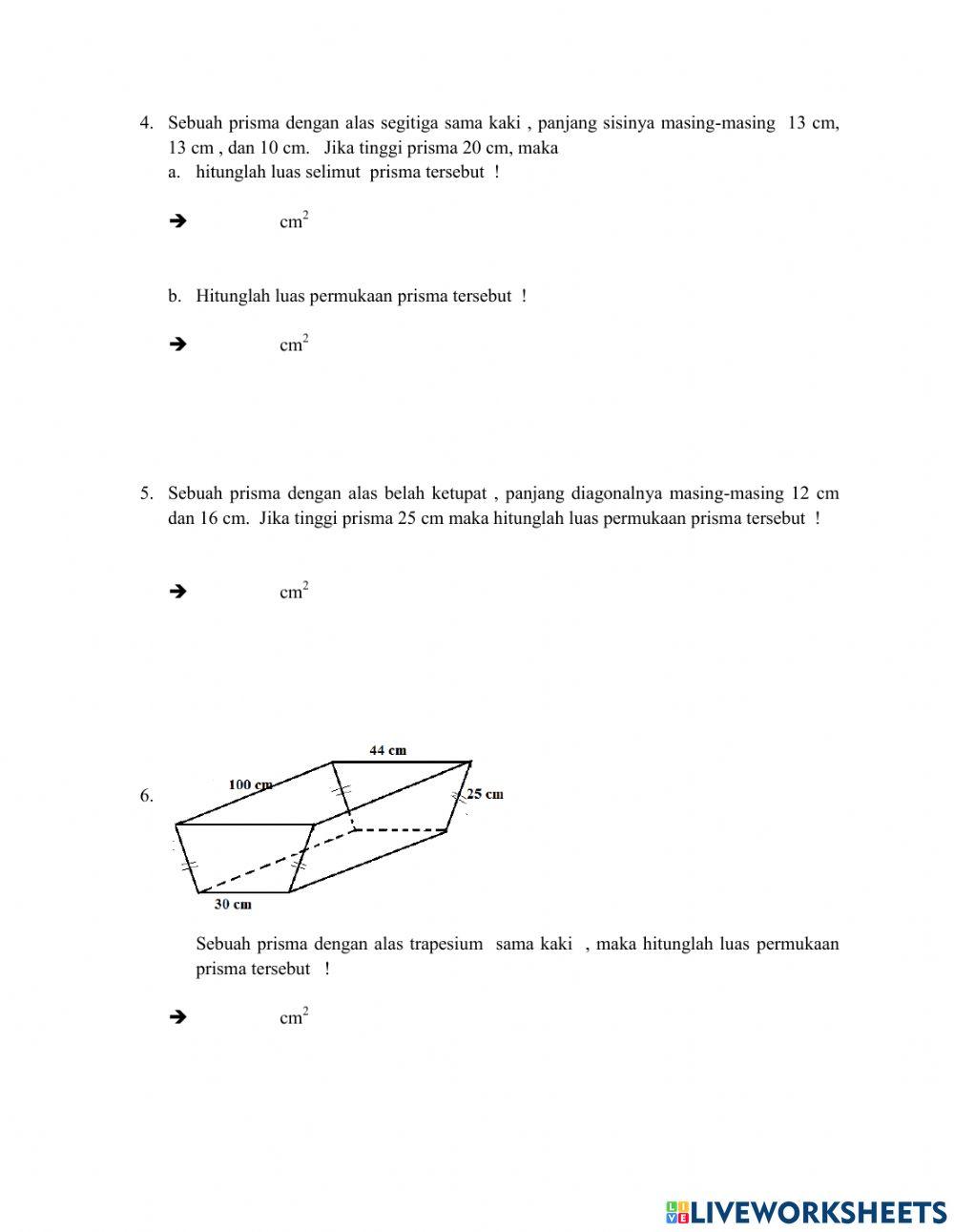 BANGUN RUANG SISI DATAR latihan 3