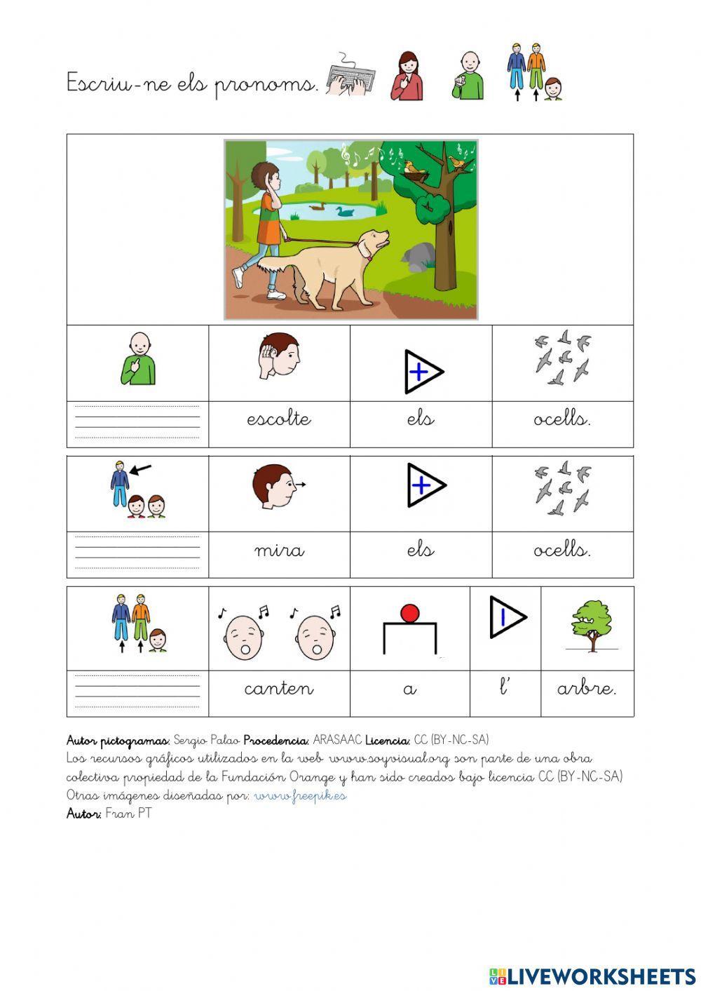 Escriure pronoms personals.