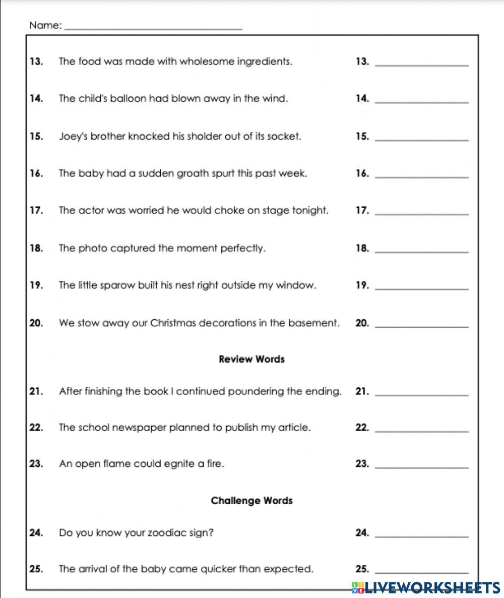 Correct or incorrect words? 2  e-4 6th grade