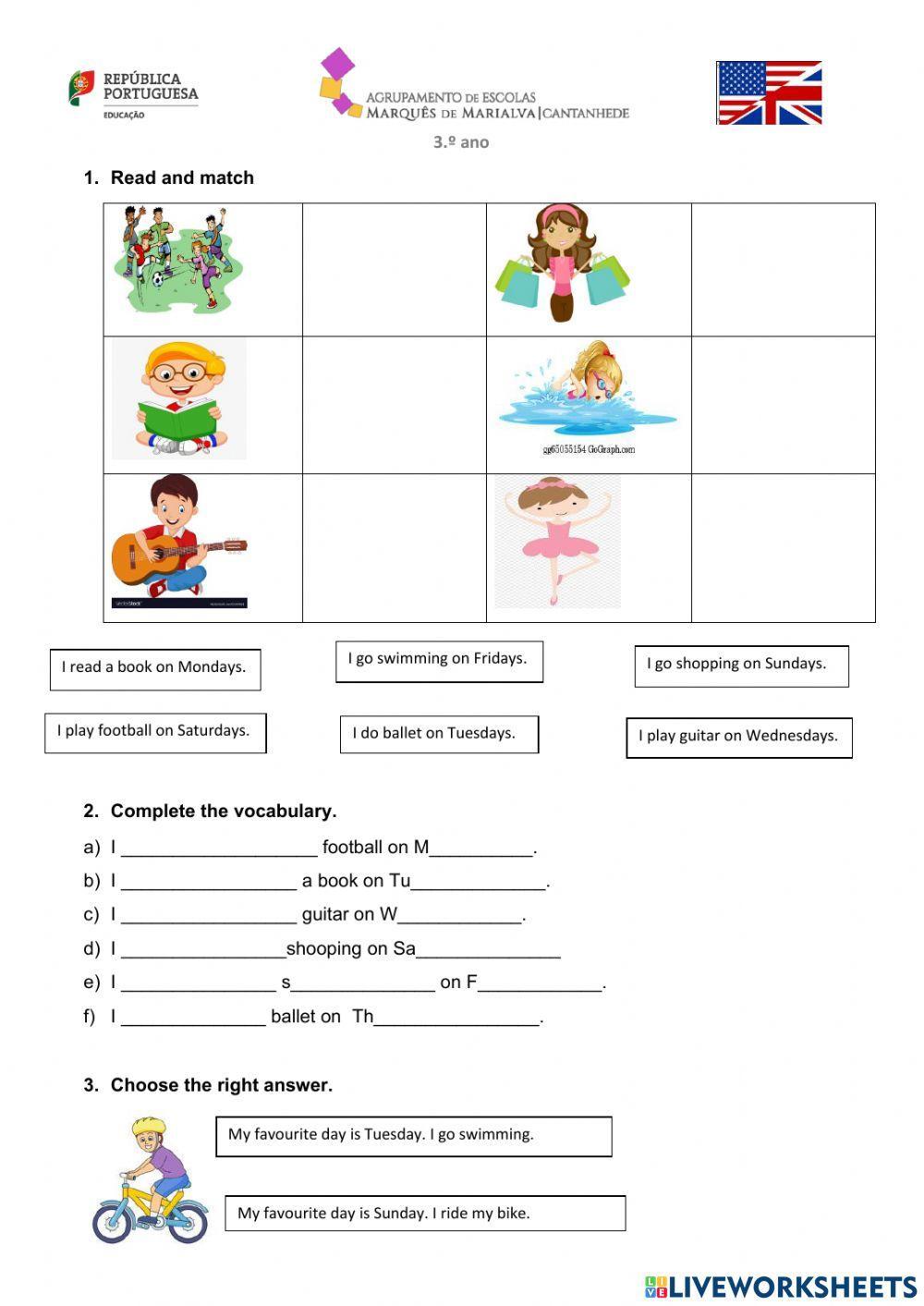 Days of the week and free time activities