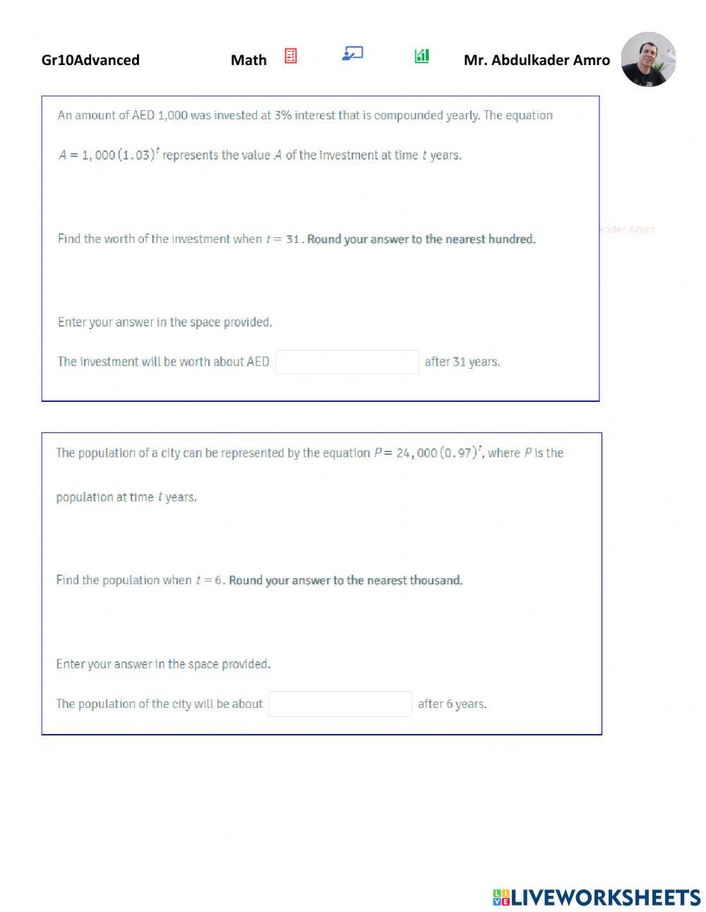 Graphing Exponential Functions: Identifying Data that Display Exponential Behavior