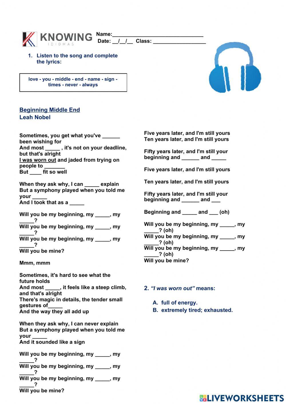 Song of the month - Beginning Middle End -  Leah Nobel