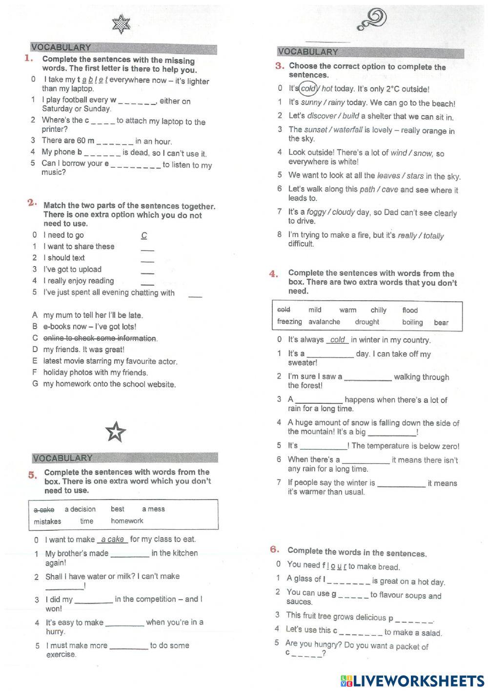 Vocabulary revision Wider world 3 U1-4 (1)