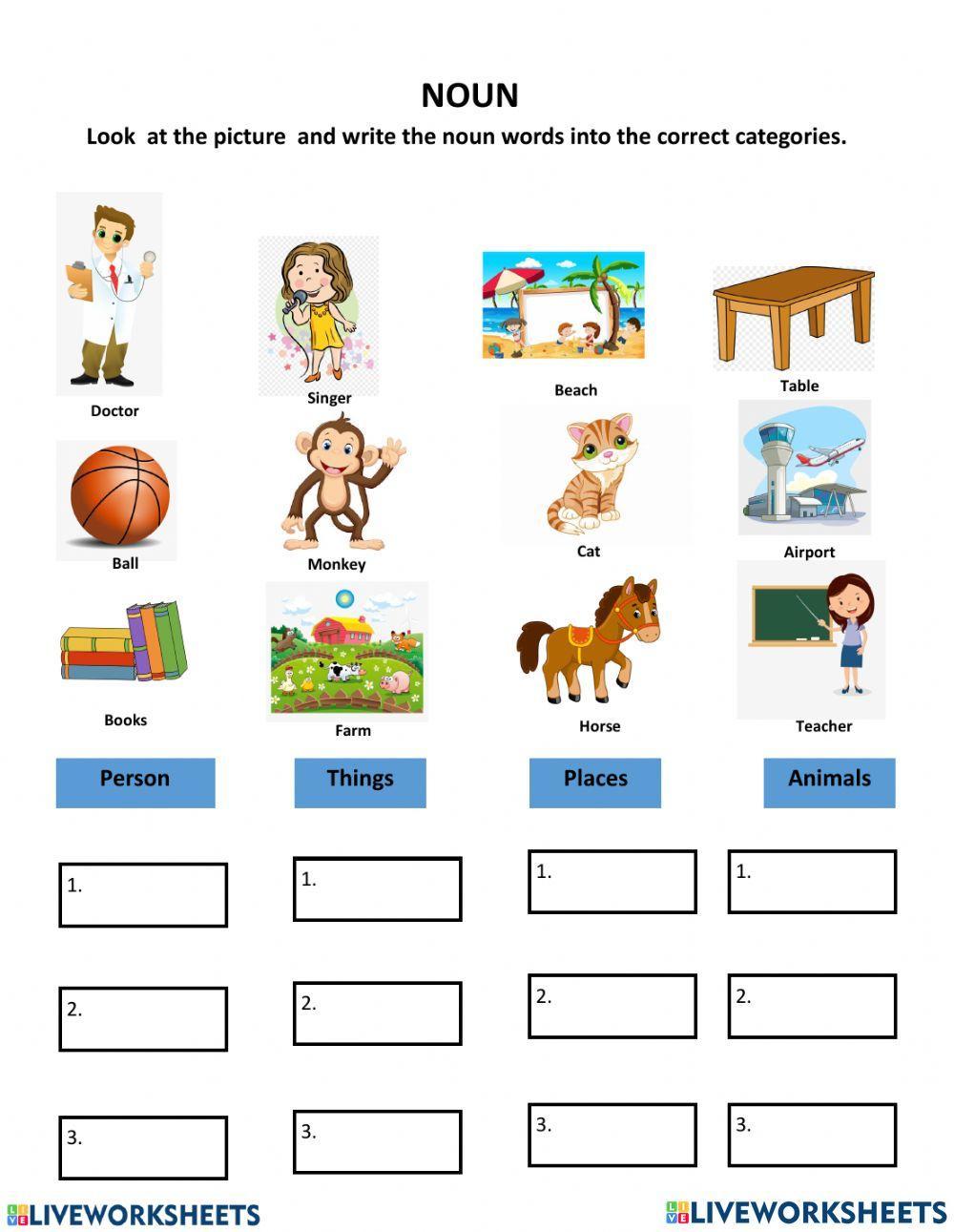 779392 Nouns GLADYS MENDOZA LiveWorksheets