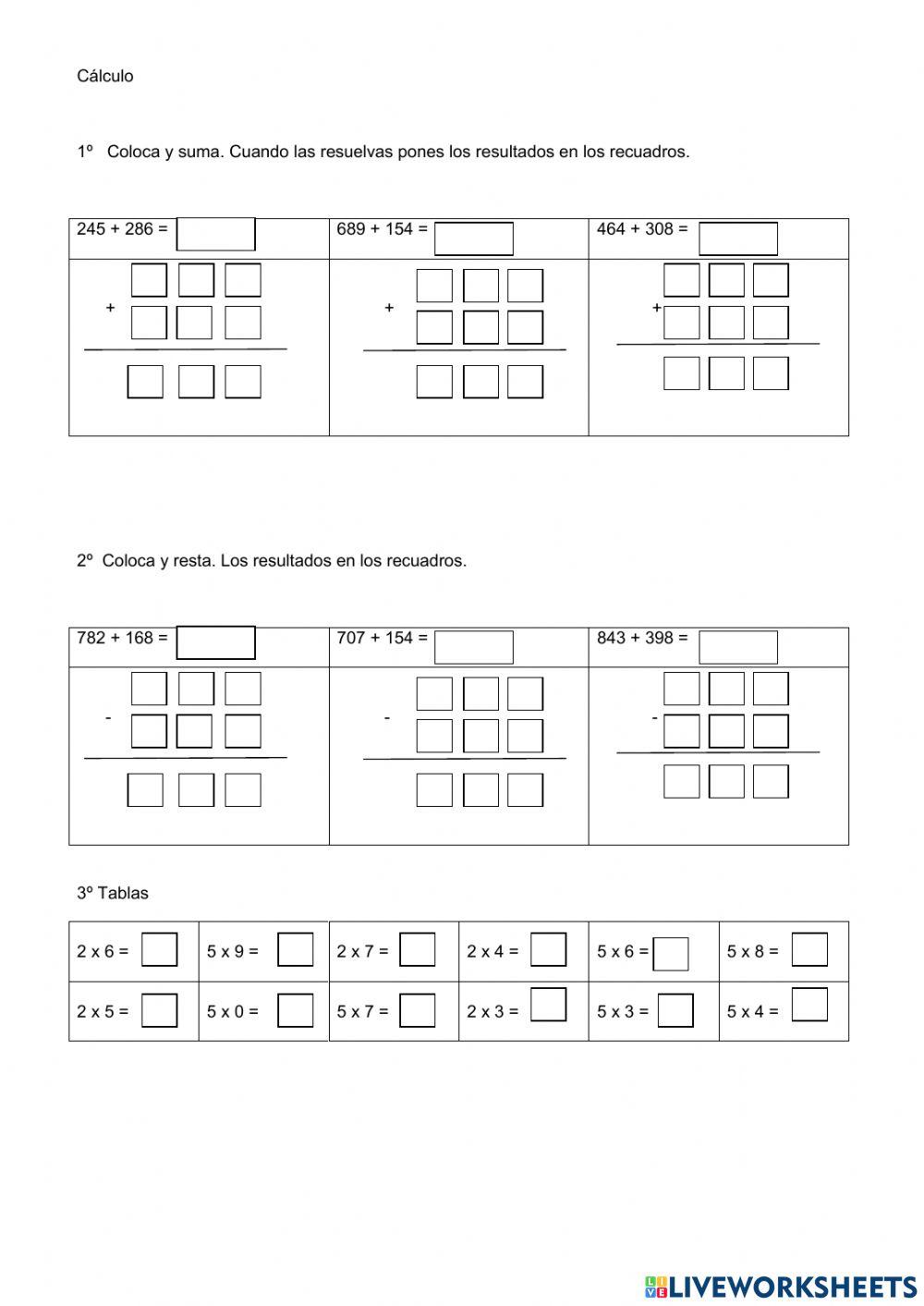 Cálculo 2º primaria 2º trimestre