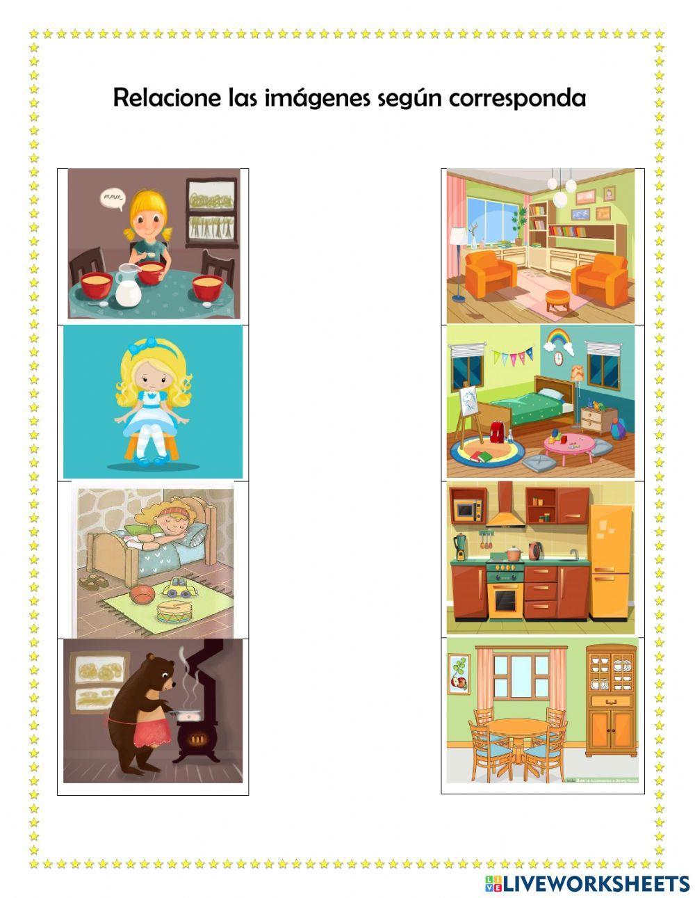 Dependencias de la casa ricitos de oro worksheet Live Worksheets