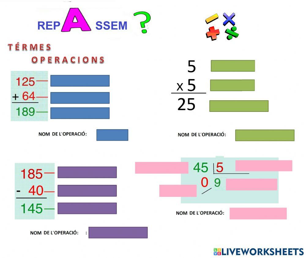 Termes de les quatre operacions bàsiques