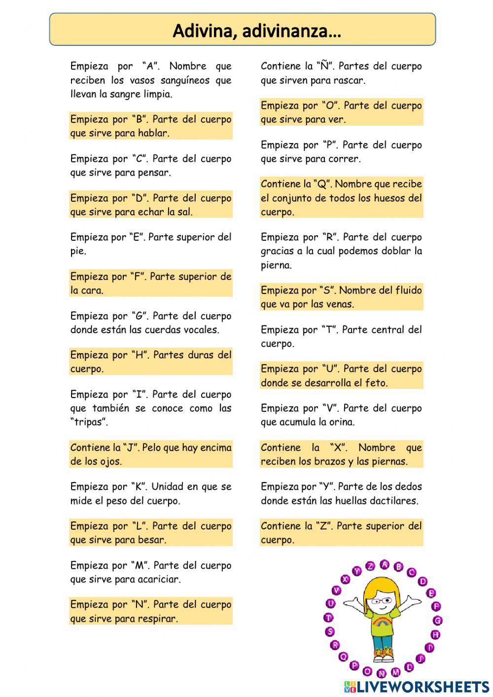 Las partes del cuerpo