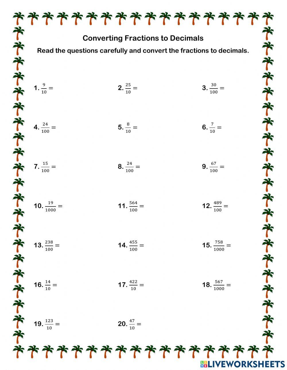 Converting Fractions to Decimals II