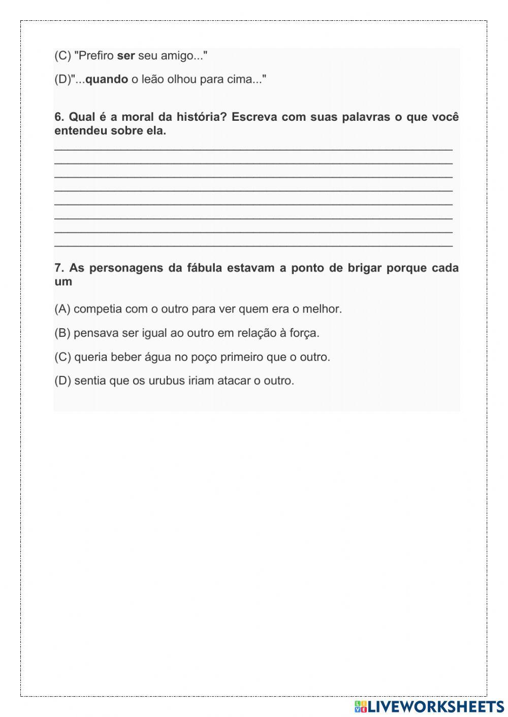 Fábula: O leão e o Javali