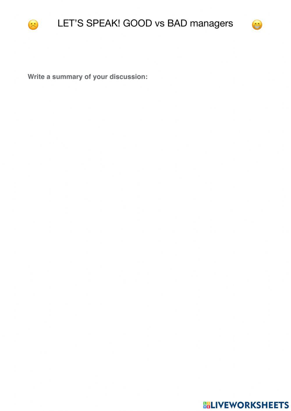 Let's speak:good vs bad managers