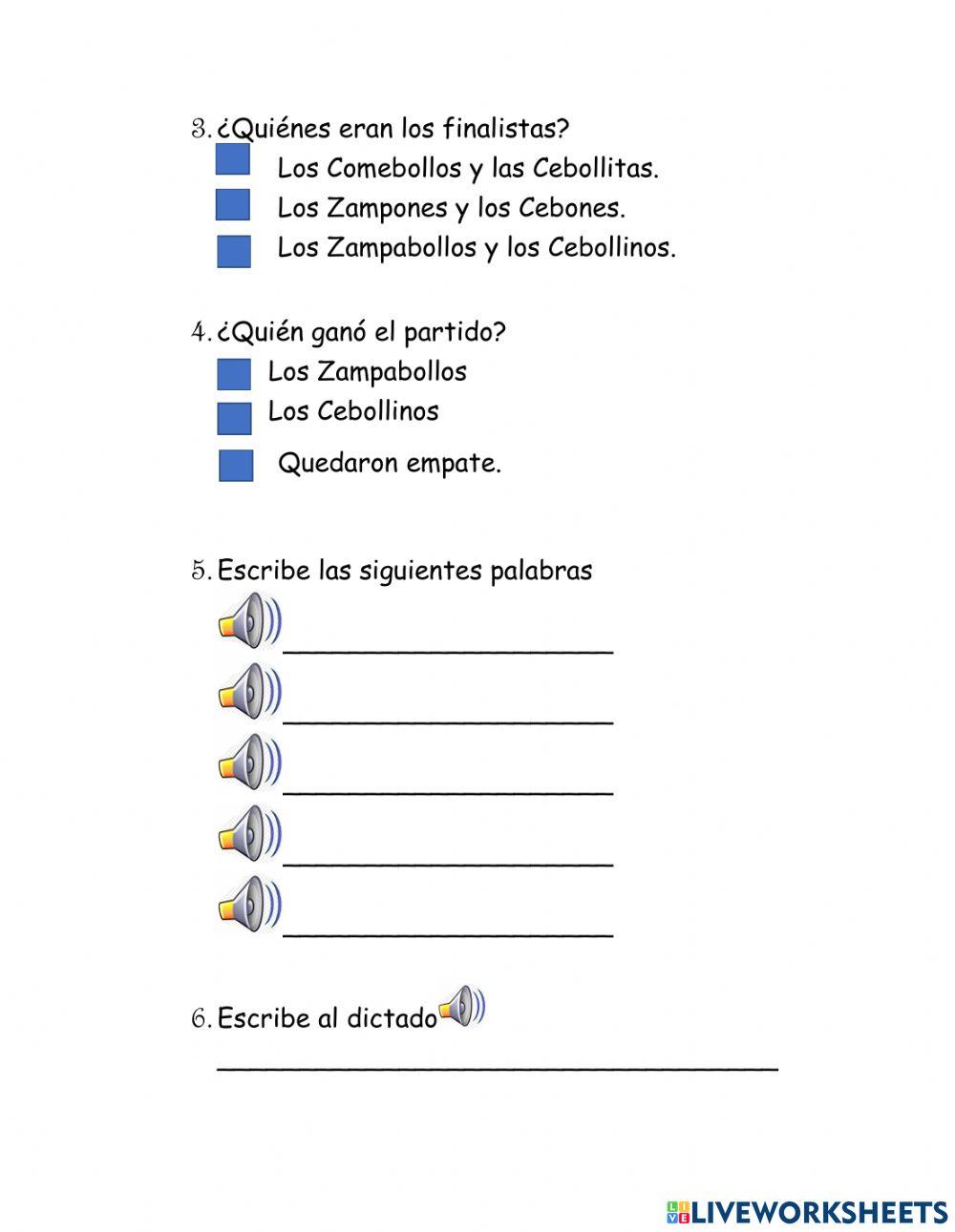 Comprensión oral(za, ce, ci, zo, zu)